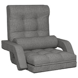 Folding Floor Chair with Bed Function Light Grey Fabric - Front View