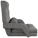 Folding Floor Chair with Bed Function Light Grey Fabric