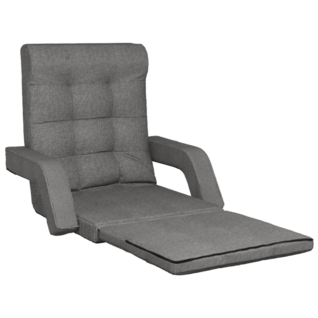 Folding Floor Chair with Bed Function Light Grey Fabric