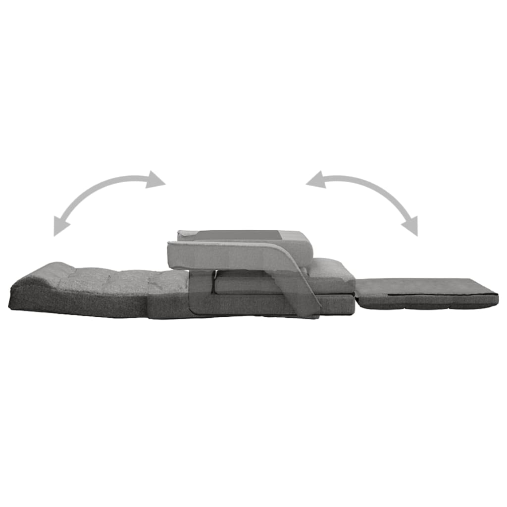 Folding Floor Chair with Bed Function Light Grey Fabric