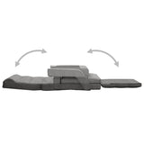 Folding Floor Chair with Bed Function Light Grey Fabric - Rear View