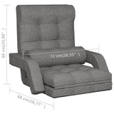 Folding Floor Chair with Bed Function Light Grey Fabric