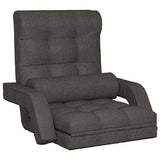 Folding Floor Chair with Bed Function Dark Grey Fabric - Front View