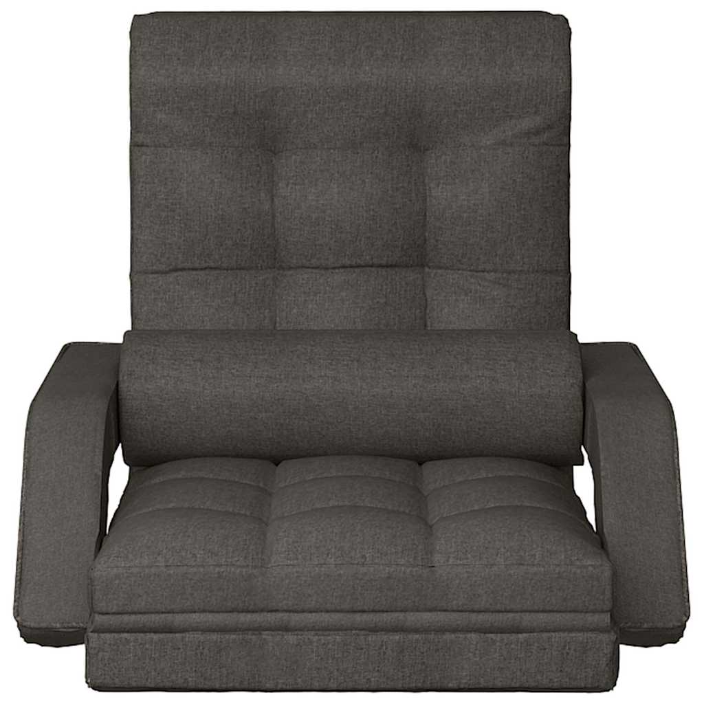 Folding Floor Chair with Bed Function Dark Grey Fabric