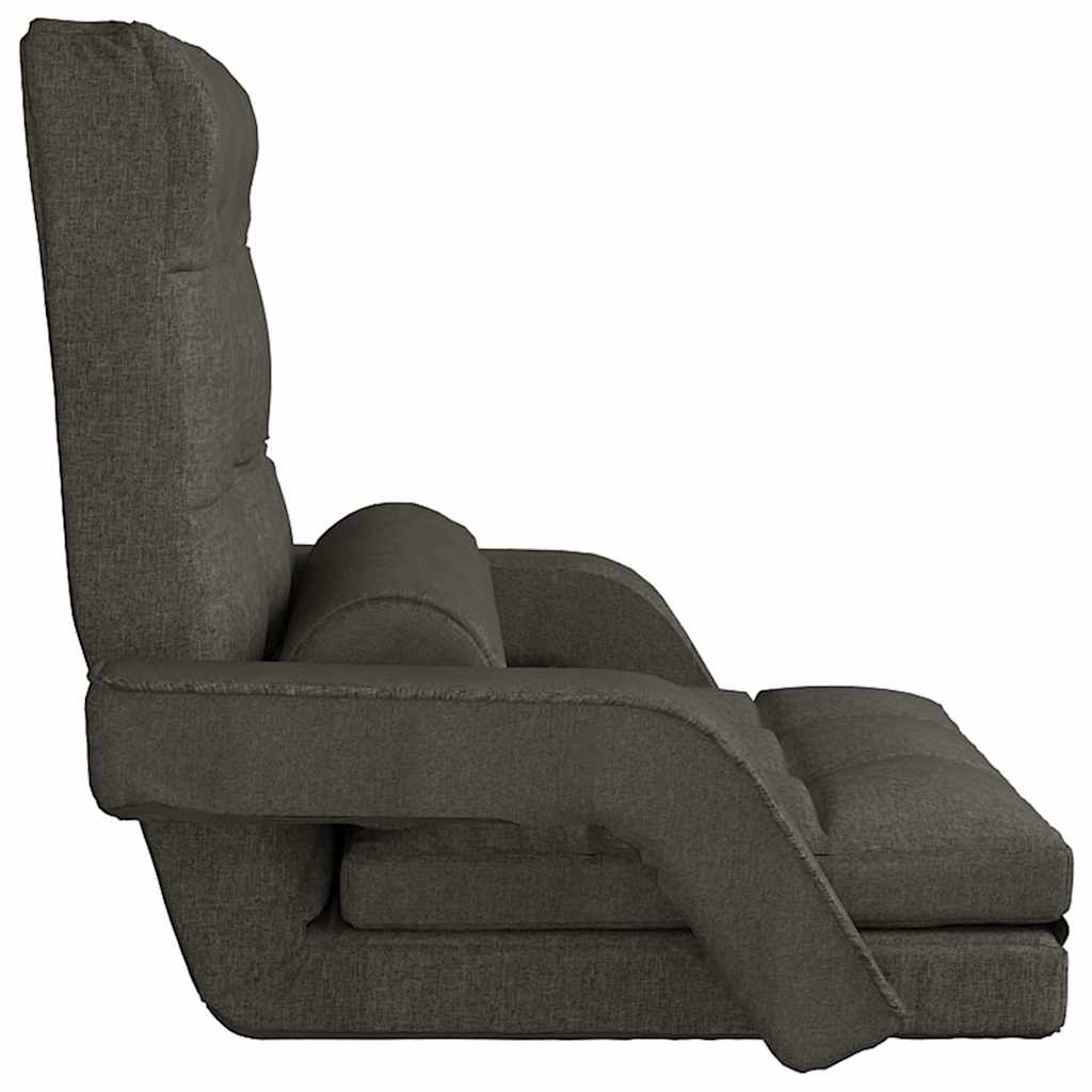 Folding Floor Chair with Bed Function Dark Grey Fabric