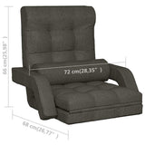 Folding Floor Chair with Bed Function Dark Grey Fabric