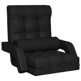 Folding Floor Chair with Bed Function Black Fabric - Front View