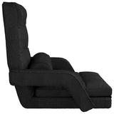 Folding Floor Chair with Bed Function Black Fabric - Top-Down View