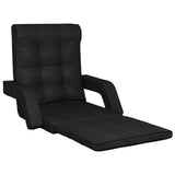 Folding Floor Chair with Bed Function Black Fabric - 45-Degree Angle