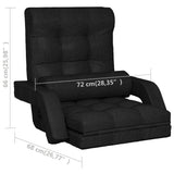Folding Floor Chair with Bed Function Black Fabric - Low Angle