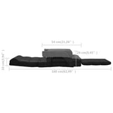 Folding Floor Chair with Bed Function Black Fabric