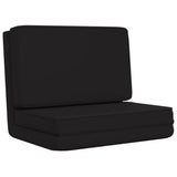 Folding Floor Chair Black Faux Leather - Front View