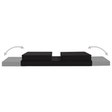 Folding Floor Chair Black Faux Leather - Close-Up Angle