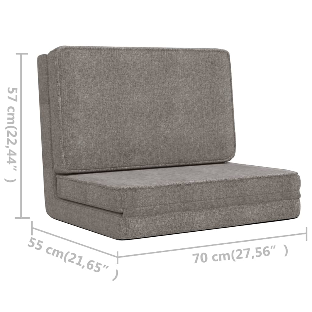 Folding Floor Chair Light Grey Fabric