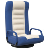 Swivel Floor Chair Blue and Cream Fabric - Front View