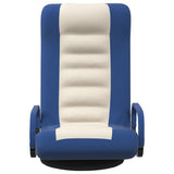 Swivel Floor Chair Blue and Cream Fabric
