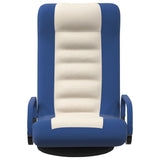 Swivel Floor Chair Blue and Cream Fabric - Side View