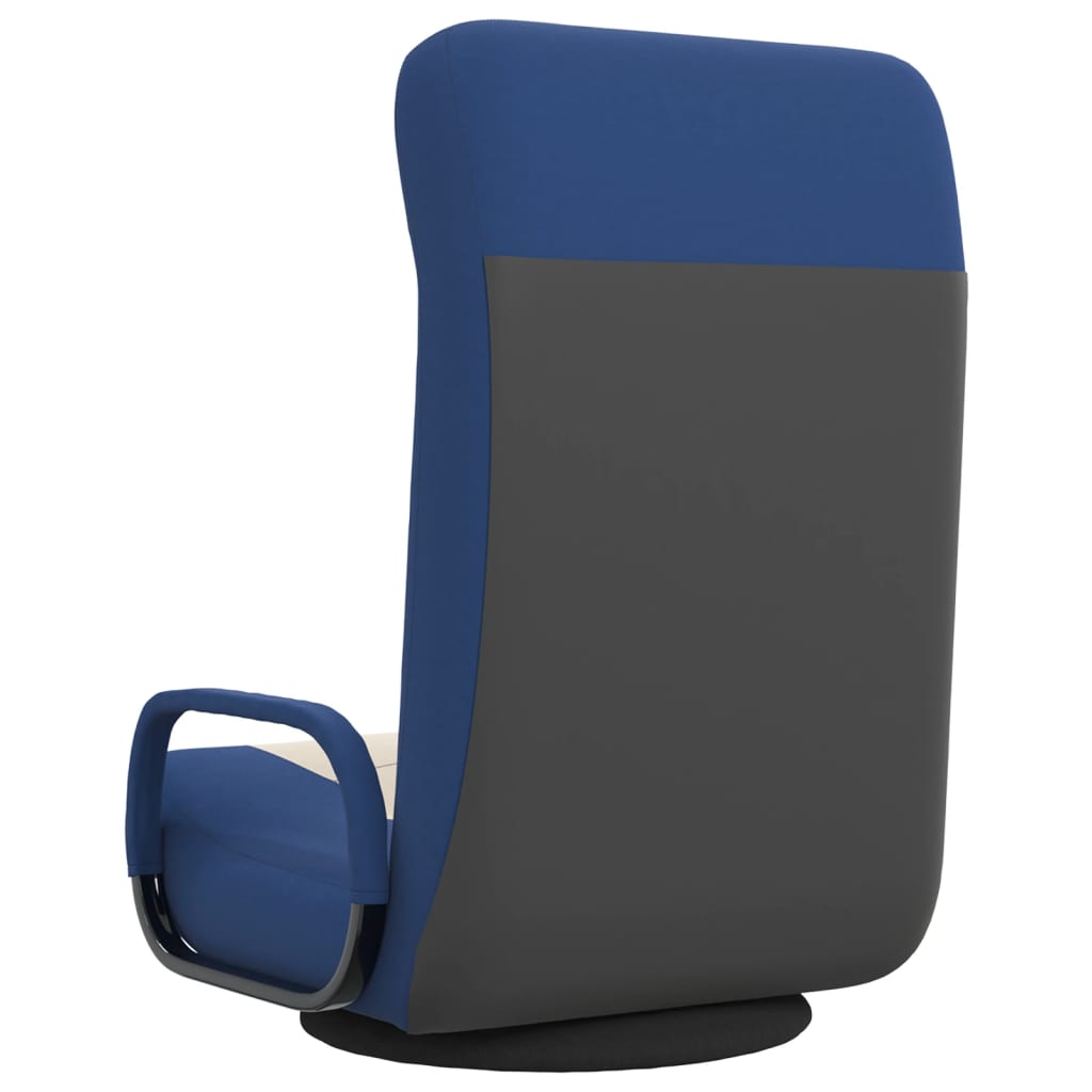 Swivel Floor Chair Blue and Cream Fabric