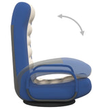 Swivel Floor Chair Blue and Cream Fabric - Close-Up Angle
