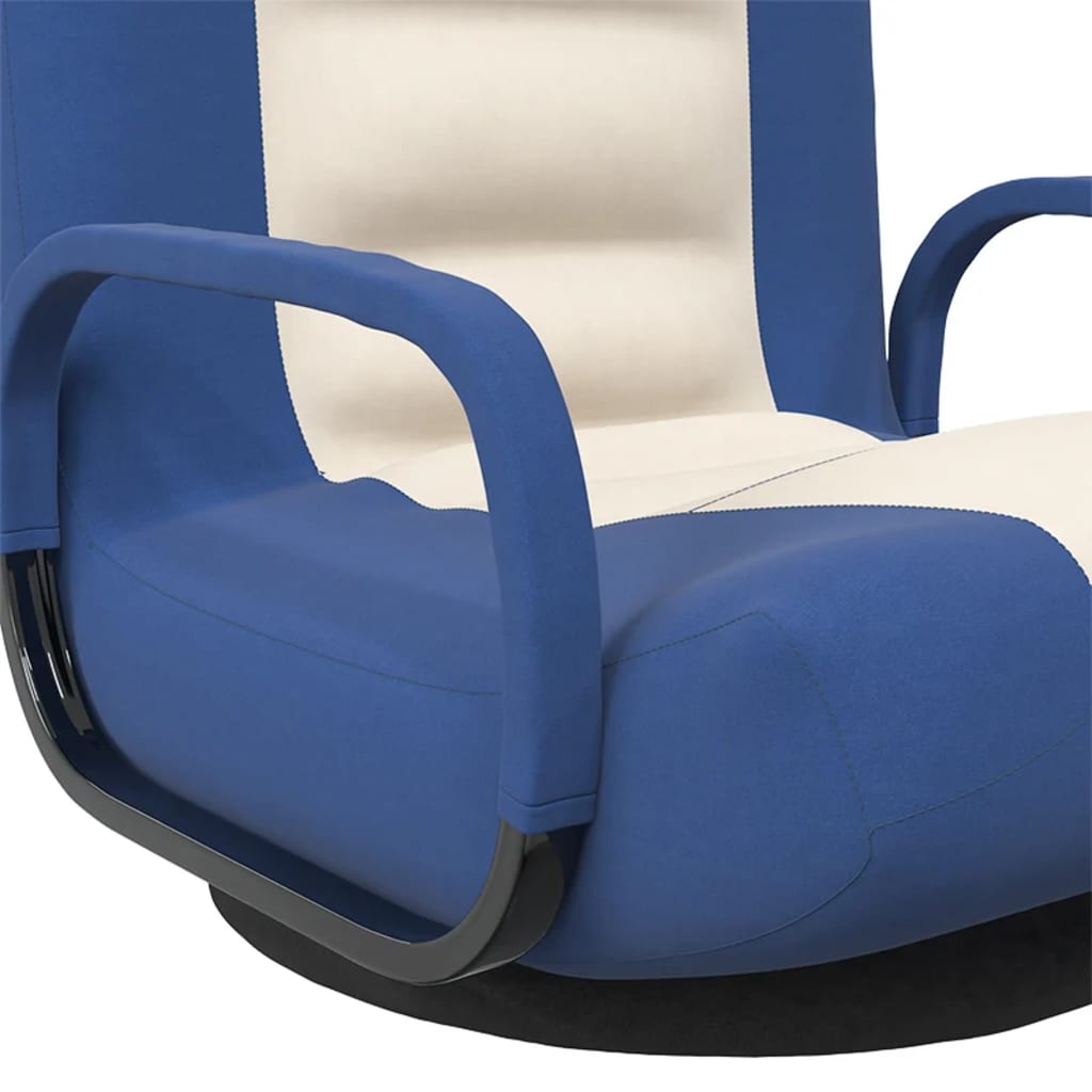 Swivel Floor Chair Blue and Cream Fabric