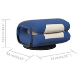 Swivel Floor Chair Blue and Cream Fabric