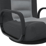 Swivel Floor Chair Black and Light Grey Fabric - Low Angle