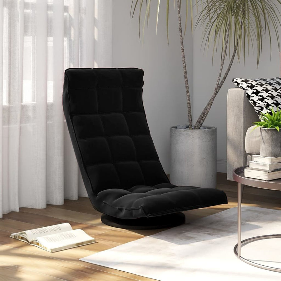 Swivel Floor Chair Black Velvet