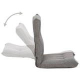 Folding Floor Chair Light Grey Fabric - Rear View