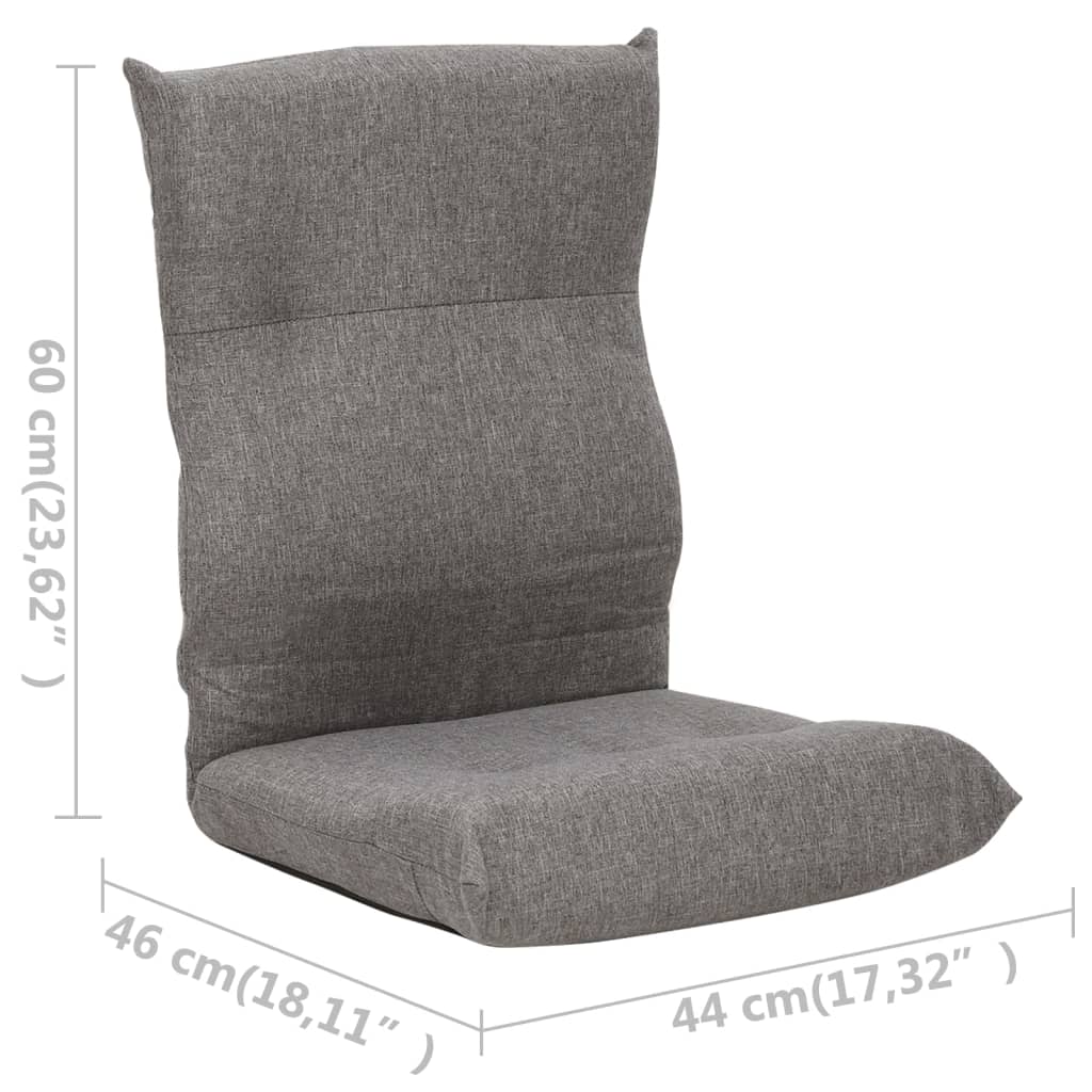 Folding Floor Chair Light Grey Fabric