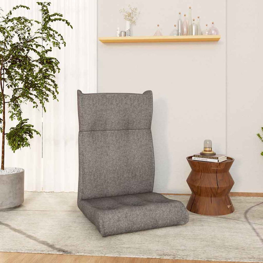 Folding Floor Chair Light Grey Fabric