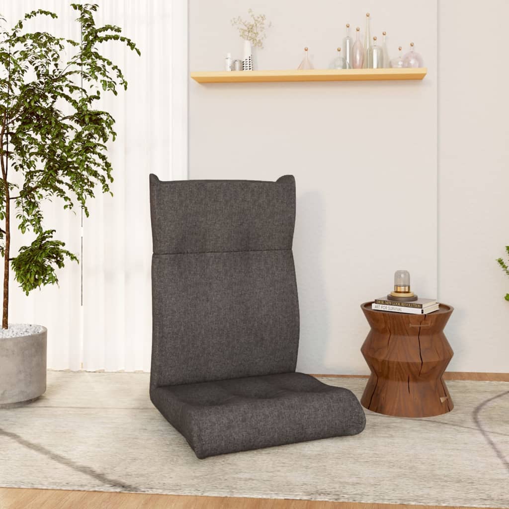 Folding Floor Chair Dark Grey Fabric