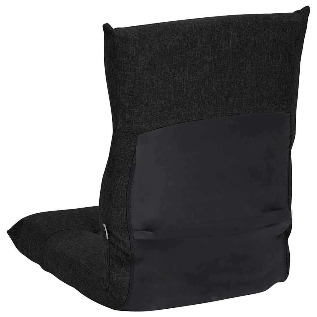 Folding Floor Chair Black Fabric