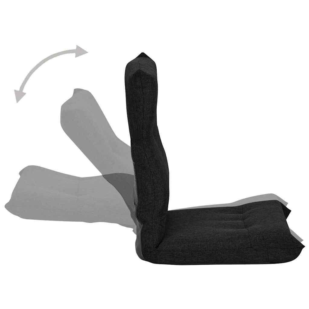 Folding Floor Chair Black Fabric