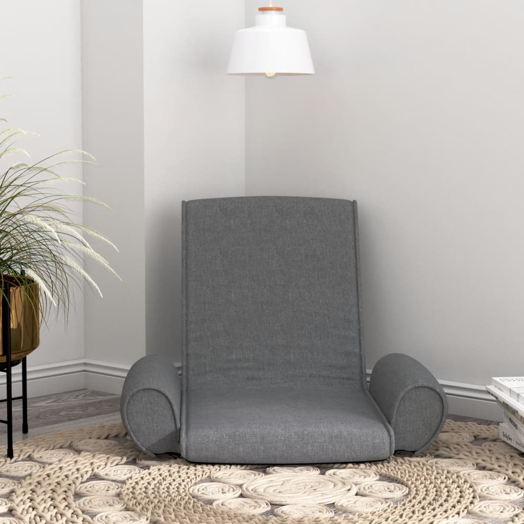 Folding Floor Chair Light Grey Fabric