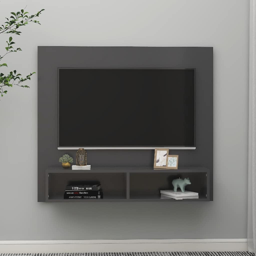 Wall TV Cabinet Grey 102x23.5x90 cm Engineered Wood