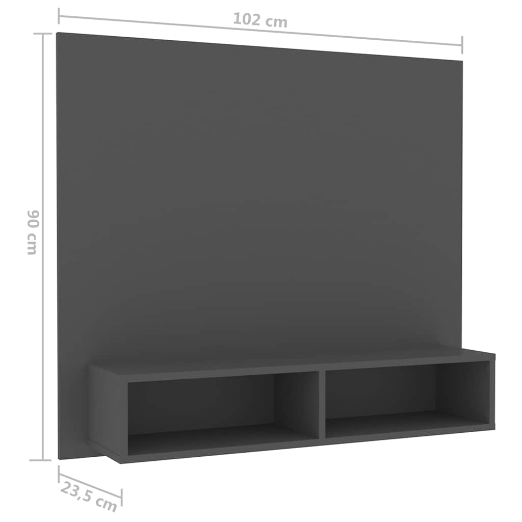 Wall TV Cabinet Grey 102x23.5x90 cm Engineered Wood