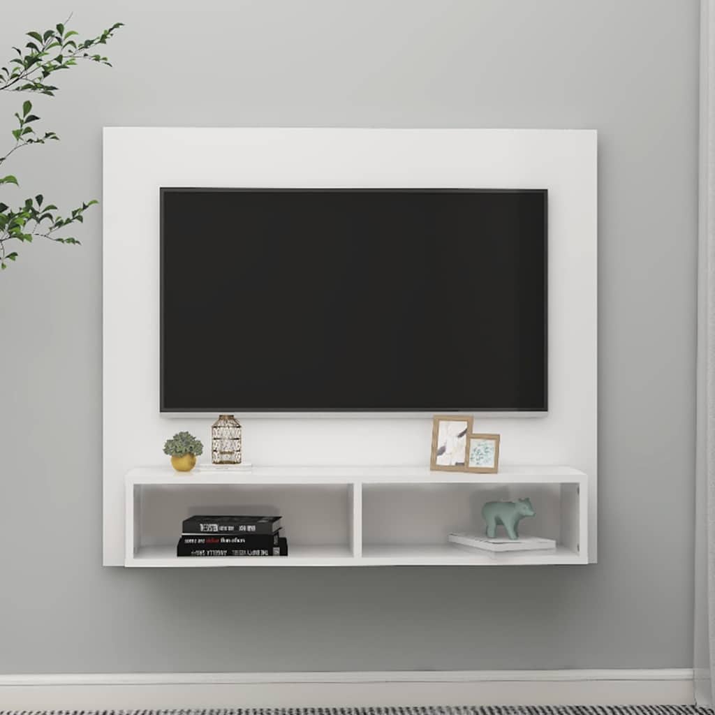 Wall TV Cabinet High Gloss White 102x23.5x90 cm Engineered Wood