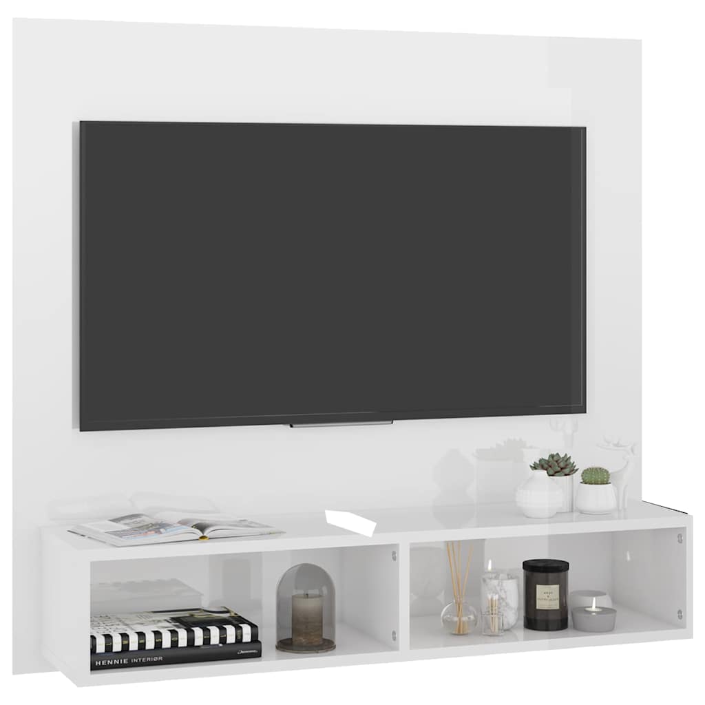 Wall TV Cabinet High Gloss White 102x23.5x90 cm Engineered Wood