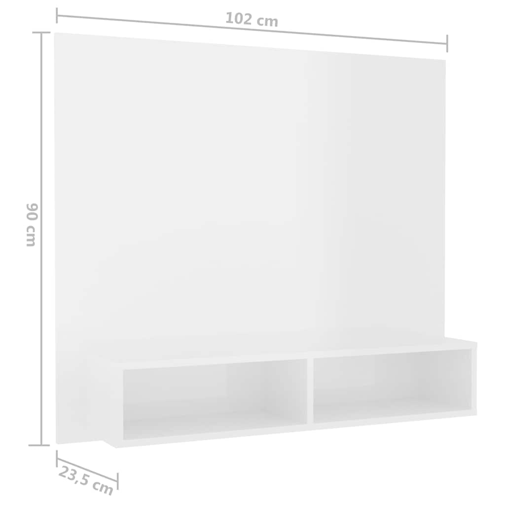 Wall TV Cabinet High Gloss White 102x23.5x90 cm Engineered Wood