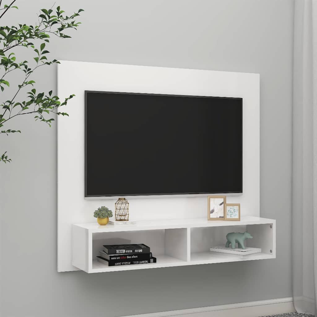Wall TV Cabinet High Gloss White 102x23.5x90 cm Engineered Wood