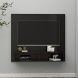 Wall TV Cabinet High Gloss Black 102x23.5x90 cm Engineered Wood - Side View