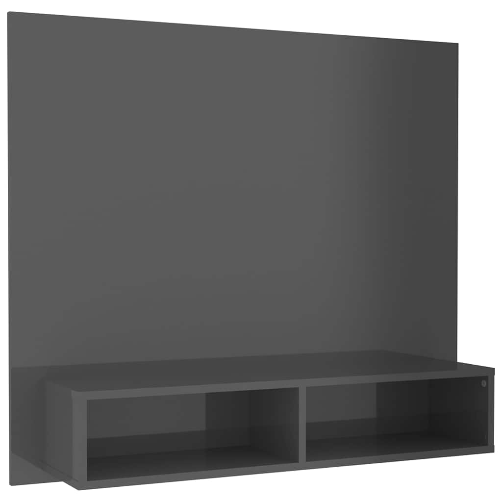 Wall TV Cabinet High Gloss Grey 102x23.5x90 cm Engineered Wood