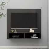 Wall TV Cabinet High Gloss Grey 102x23.5x90 cm Engineered Wood
