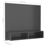 Wall TV Cabinet High Gloss Grey 102x23.5x90 cm Engineered Wood - Low Angle