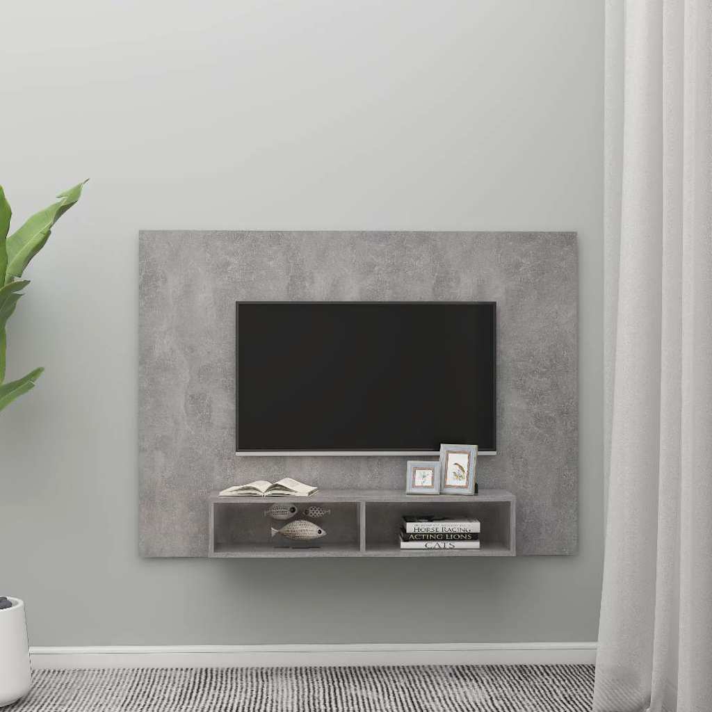 Wall TV Cabinet Concrete Grey 135x23.5x90 cm Engineered Wood