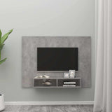 Wall TV Cabinet Concrete Grey 135x23.5x90 cm Engineered Wood - Side View
