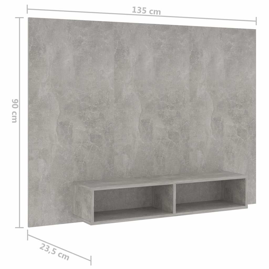 Wall TV Cabinet Concrete Grey 135x23.5x90 cm Engineered Wood