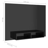 Wall TV Cabinet High Gloss Black 135x23.5x90 cm Engineered Wood - Low Angle
