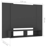 Wall TV Cabinet Grey 120x23.5x90 cm Engineered Wood - Close-Up Angle