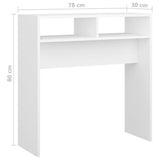 Console Table White 78x30x80 cm Engineered Wood - Close-Up Angle